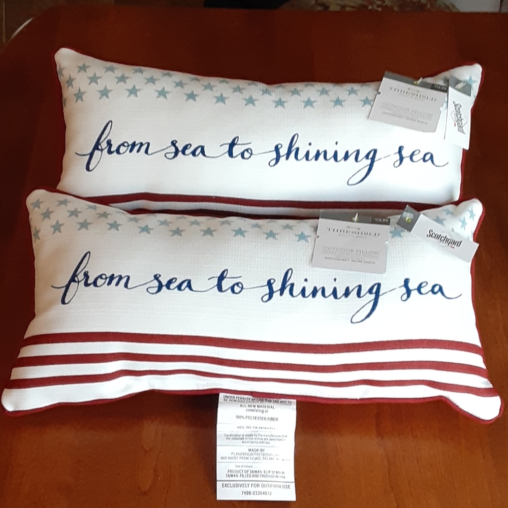 Indoor Outdoor Throw Pillow Patriotic Lot of 2 NWT